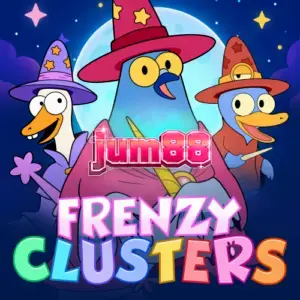 Tampilan visual slot Frenzy Clusters dengan tema petualangan fantasi